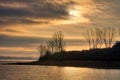 Sunrise over the wetland of Kerkini Lake in northern Greece Royalty Free Stock Photo