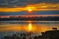Sunrise over the wetland of Kerkini Lake in northern Greece Royalty Free Stock Photo