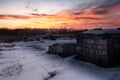 Sunrise over Whitby Ontario canada on winter farmland Royalty Free Stock Photo