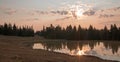 Sunrise over wild horse water hole at dawn in the Pryor Mountains Wild Horse Range in Montana USA Royalty Free Stock Photo