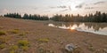 Sunrise over wild horse water hole at dawn in the Pryor Mountains Wild Horse Range in Montana USA Royalty Free Stock Photo