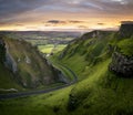 Sunrise over Winnats Pass Royalty Free Stock Photo