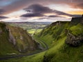 Sunrise over Winnats Pass Royalty Free Stock Photo