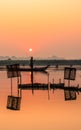 Sunrise and sunset at U bein bridge Amarapura, Mandalay, Myanmar.