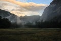 Sunrise over Yosemite Valley with Half Dome an El Capitan Mountains Royalty Free Stock Photo