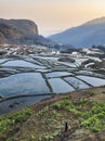 Sunrise over YuanYang rice terraces in Yunnan, China, one of the latest UNESCO World Heritage Sites Royalty Free Stock Photo