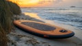 Sunrise Paddleboard on Sandy Beach Royalty Free Stock Photo