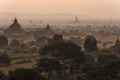 Sunrise Pagodas stupas and temples of Bagan in Myanmar, Burma