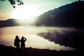 Sunrise at Pangung, pine forest park , Mae Hong Son, North of Th Royalty Free Stock Photo