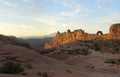 Sunrise Panorama of Delicate Arch, Arches National Park Royalty Free Stock Photo