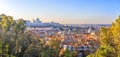 Sunrise panorama of Madrid with Royal Palace and Almudena Cathe Royalty Free Stock Photo