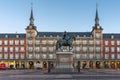 Sunrise panorama of Plaza Mayor in Madrid, Spain Royalty Free Stock Photo