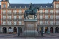 Sunrise panorama of Plaza Mayor in Madrid, Spain Royalty Free Stock Photo