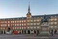 Sunrise panorama of Plaza Mayor in Madrid, Spain