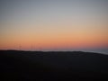 Sunrise panorama of wind turbines farm park on mountain hill top at Baloico do Trevim Lousa swing Coimbra Portugal