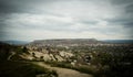 Sunrise panoramic view to Goreme city, Cappadocia, Turkey Royalty Free Stock Photo