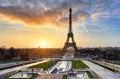 Sunrise in Paris, with Eiffel Tower Royalty Free Stock Photo