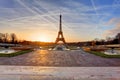 Sunrise in Paris, with the Eiffel Tower