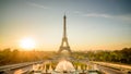 Sunrise in Paris, in front of Eiffel tower Royalty Free Stock Photo