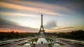Sunrise in Paris, in front of Eiffel tower Royalty Free Stock Photo