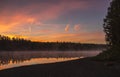 Sunrise at the Pechora river Royalty Free Stock Photo