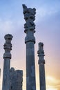 Sunrise in Persepolis city, ancient Persia, Iran. UNESCO heritage