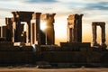 Sunrise in Persepolis. Iran. Ancient Persia. Sunrise and sunset background