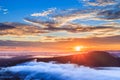 Sunrise at Pha Mo I Daeng Cliff and mist Royalty Free Stock Photo
