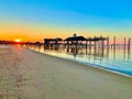 Sunrise broken pier The grand Lodge Marriott signature hotel point clear Fairhope Alabama Royalty Free Stock Photo