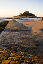 Sunrise photo of Saint Michael`s Mount in Cornwall, England Royalty Free Stock Photo