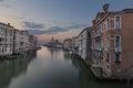 Sunrise photograph from Academia Bridge on the Grand Canal in Venice Royalty Free Stock Photo