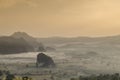 sunrise at phulangka mountain with myst in Phu Langka National Park, Payao Province, thailand