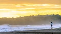 Sunrise at Playa Cocles, beautiful tropical Caribbean beach, Puerto Viejo, Costa Rica east coast, tourists meet the dawn Royalty Free Stock Photo