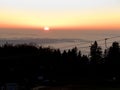 Sunrise at the pohorje mountain above maribor in slovenia