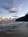 Sunrise at Polihale Beach on Kauai Island, Hawaii. Royalty Free Stock Photo