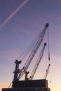 Sunrise in the port of Sagunto, cranes