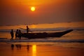 Sunrise at Puri beach, Orissa, India Royalty Free Stock Photo