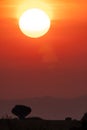 Sunrise in Queen Elizabeth National Park - classic colorful sky scene in Uganda, East Africa