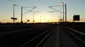 Sunrise from a railway station in Germany Royalty Free Stock Photo