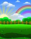 Sunrise rainbow field