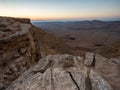 Sunrise in ramon crater Royalty Free Stock Photo