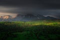 Sunrise with ray on valey High Tatras