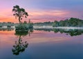 Sunrise reflected in a lake in a forest in the South of The Netherlands Royalty Free Stock Photo