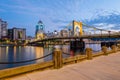 Sunrise reflections of the Pittsburgh skyline Royalty Free Stock Photo