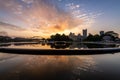 Sunrise reflections of the Pittsburgh skyline Royalty Free Stock Photo