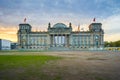 Sunrise at the Reichstag Building a historic edifice in Berlin, Royalty Free Stock Photo