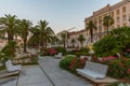 Sunrise at Riva promenade in Split with Marjan hill, Croatia Royalty Free Stock Photo