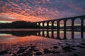 Sunrise on the river lynher with beautiful sky , cornwall, uk