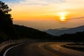 Sunrise from the road in Doi Inthanon Royalty Free Stock Photo