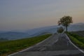 Sunrise on the road in the mountains. natural background. Appennino tosco-emiliano